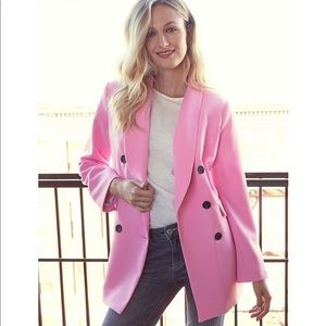 CeCe Double Breasted Twill Blazer, Pink, 2